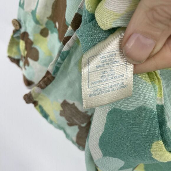 Provence D’amour Shirt Women Large Multicolor Floral Linen Long Sleeve Button-Up - Picture 5 of 11